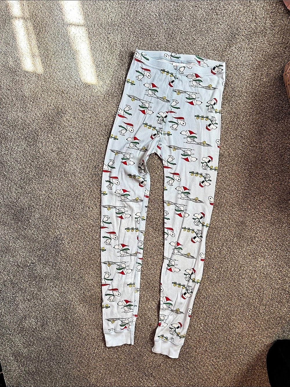 Hanna Andersson Peanuts Snoopy Christmas Pajama Pants Girls US 12 Gray